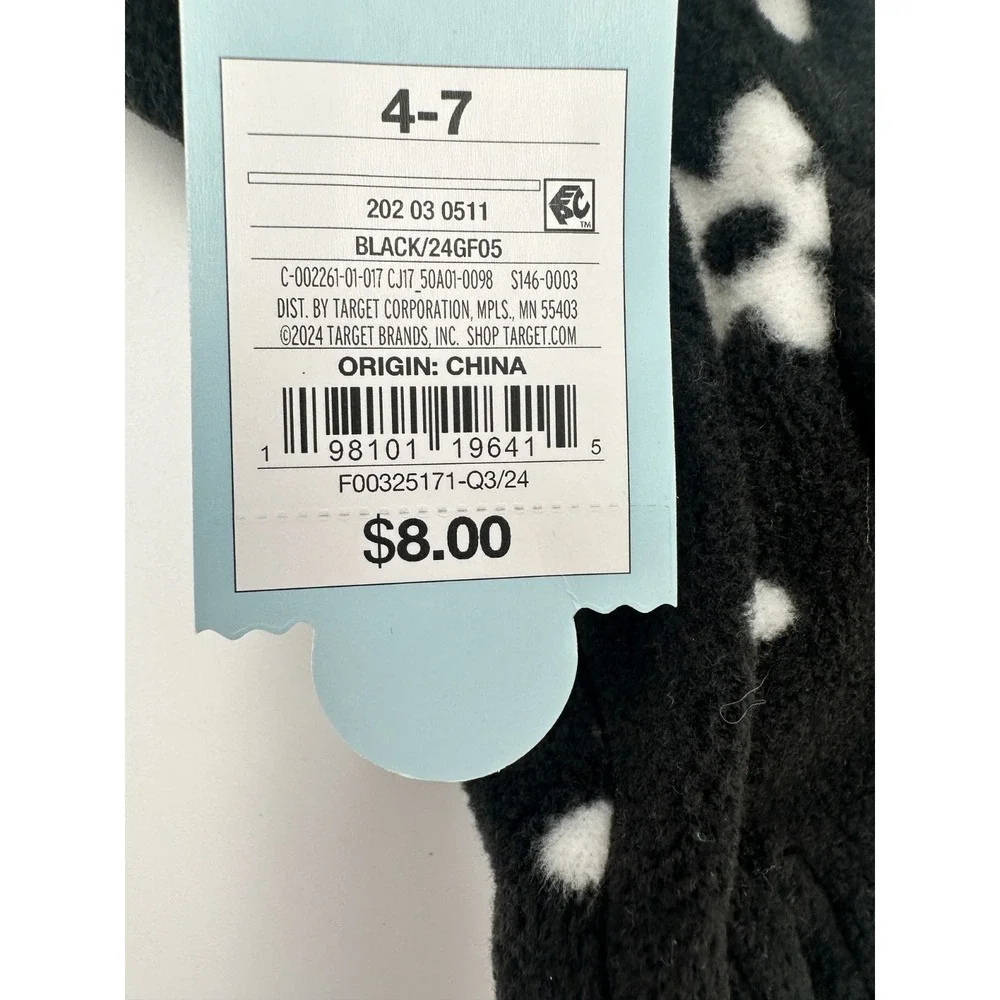Cat And Jack Girls Black‎ Fleece Winter Gloves Size 4-7 NWT